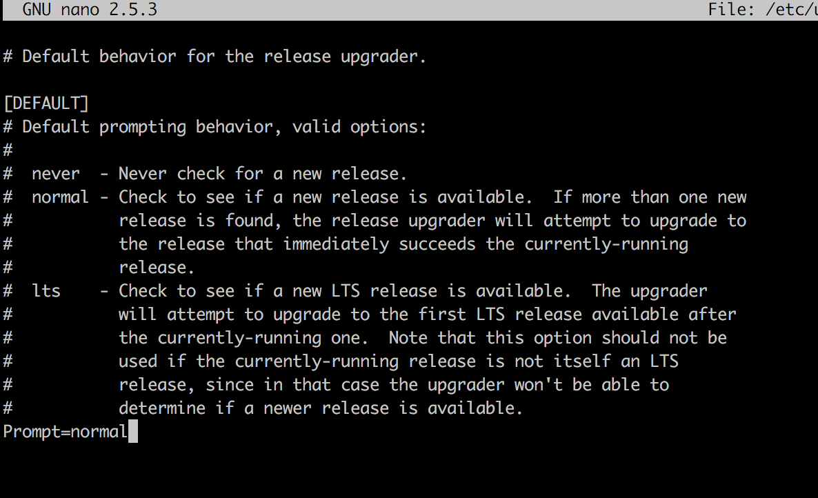 Configure Release Upgrade Options