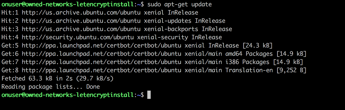 letsencrypt certbot apt-get update