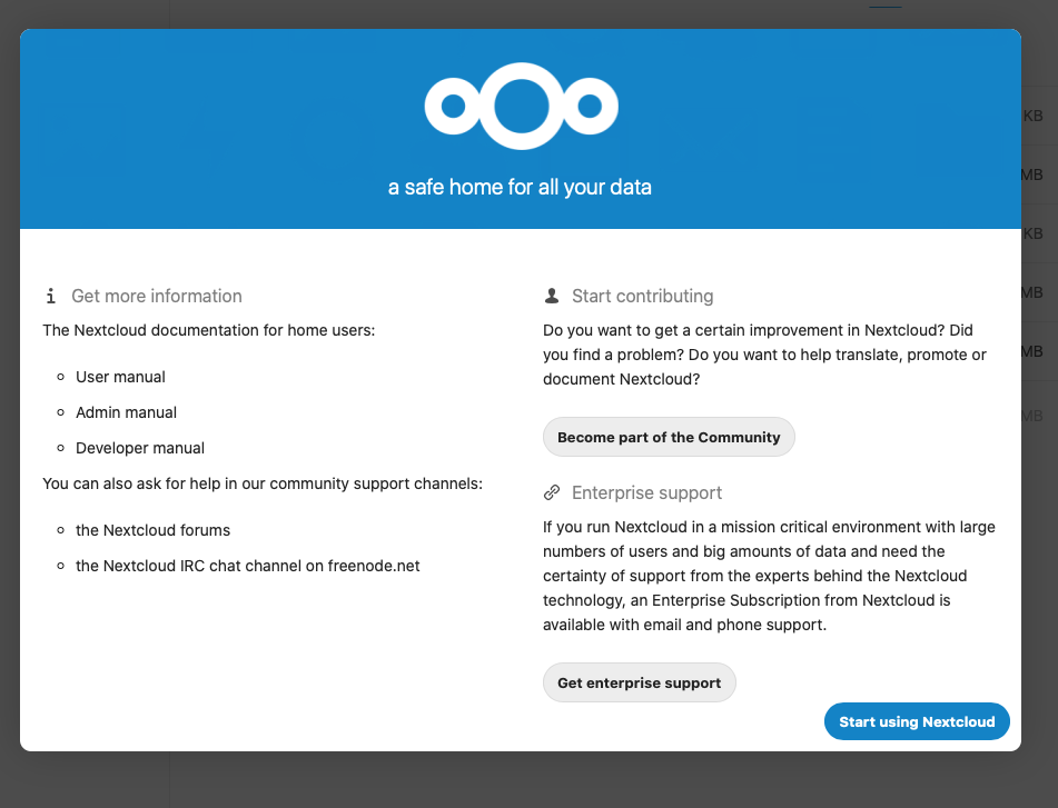 nextcloud-startusing